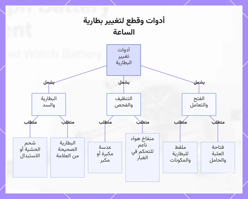 أدوات وقطع لتغيير بطارية الساعة