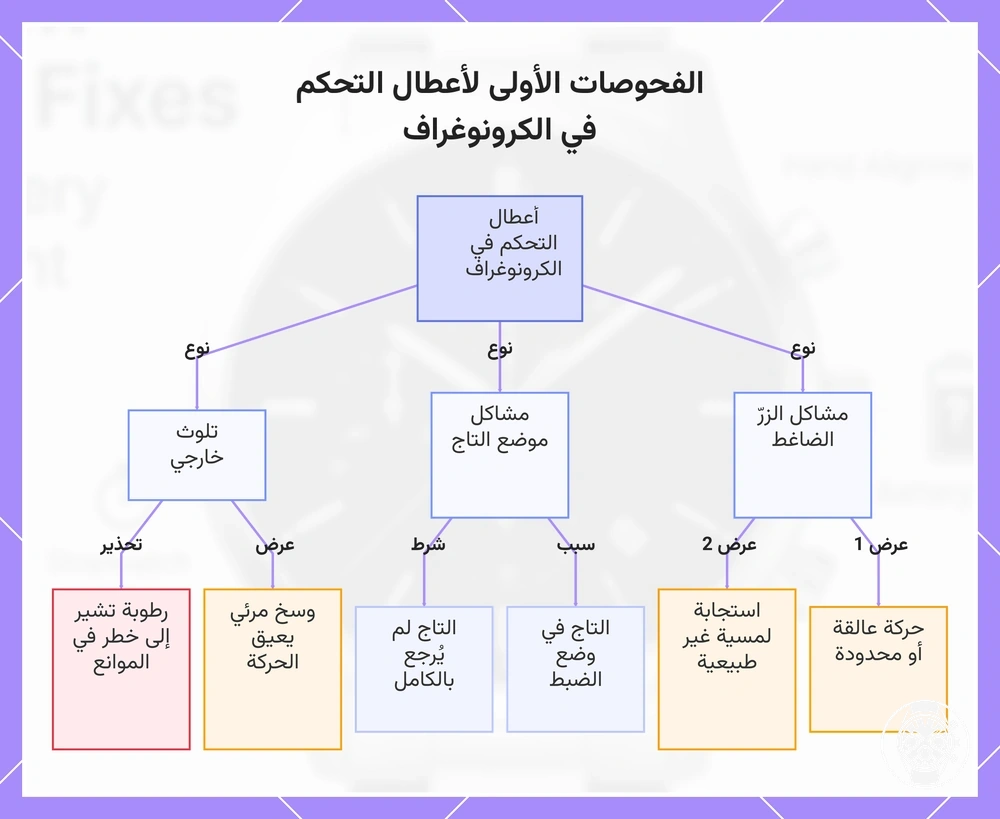 الفحوصات الأولى لأعطال التحكم في الكرونوغراف