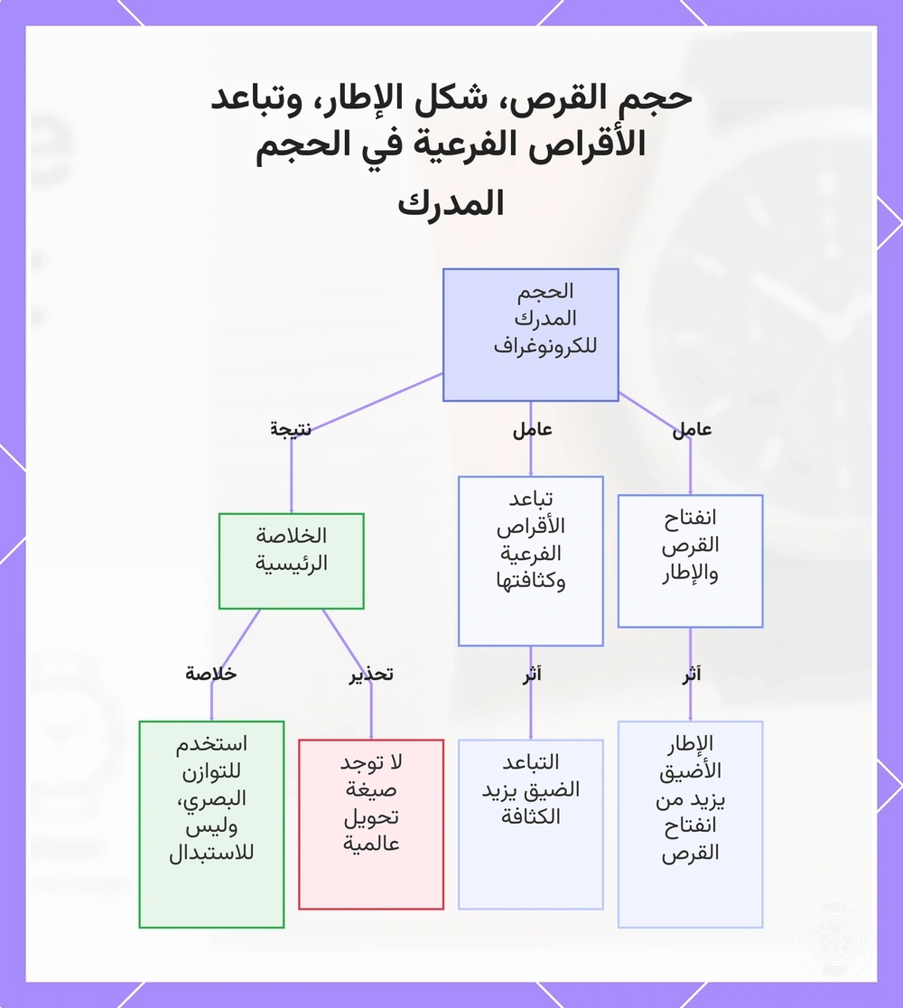 حجم القرص، شكل الإطار، وتباعد الأقراص الفرعية في الحجم المدرك