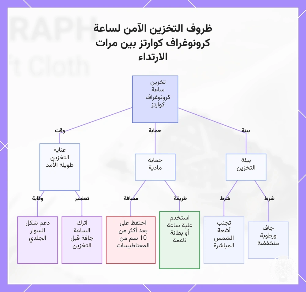 ظروف التخزين الآمن لساعة كرونوغراف كوارتز بين مرات الارتداء