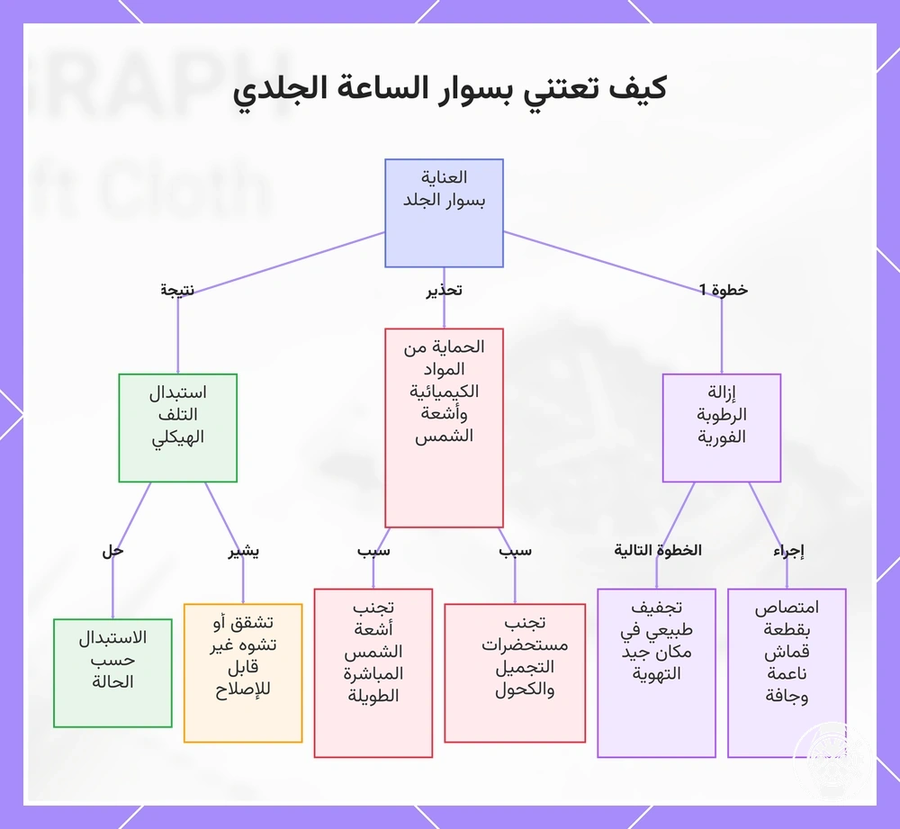 كيف تعتني بسوار الساعة الجلدي