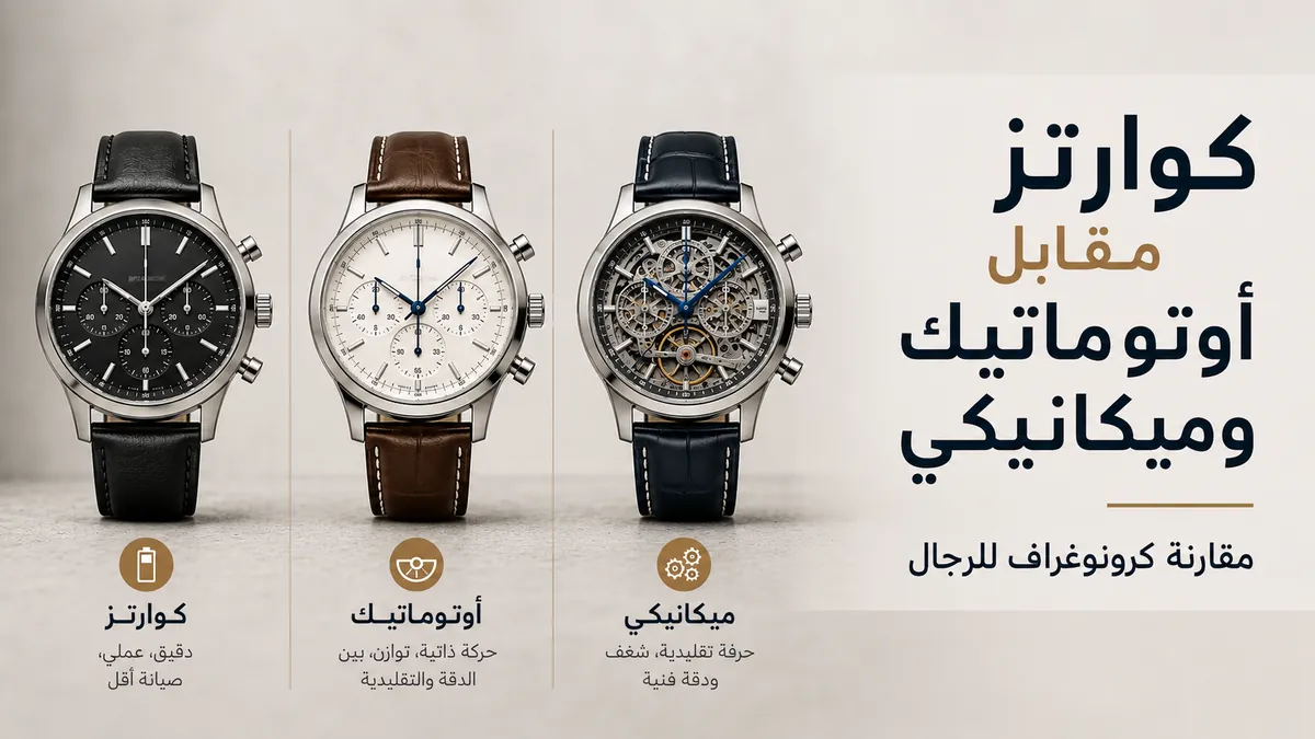 ساعة كرونوغراف كوارتز للرجال مقارنة بتصاميم كرونوغراف أوتوماتيك وميكانيكية