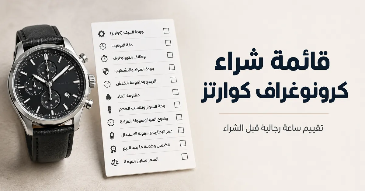 قائمة تحقق لتقييم ساعة كرونوغراف كوارتز للرجال قبل الشراء