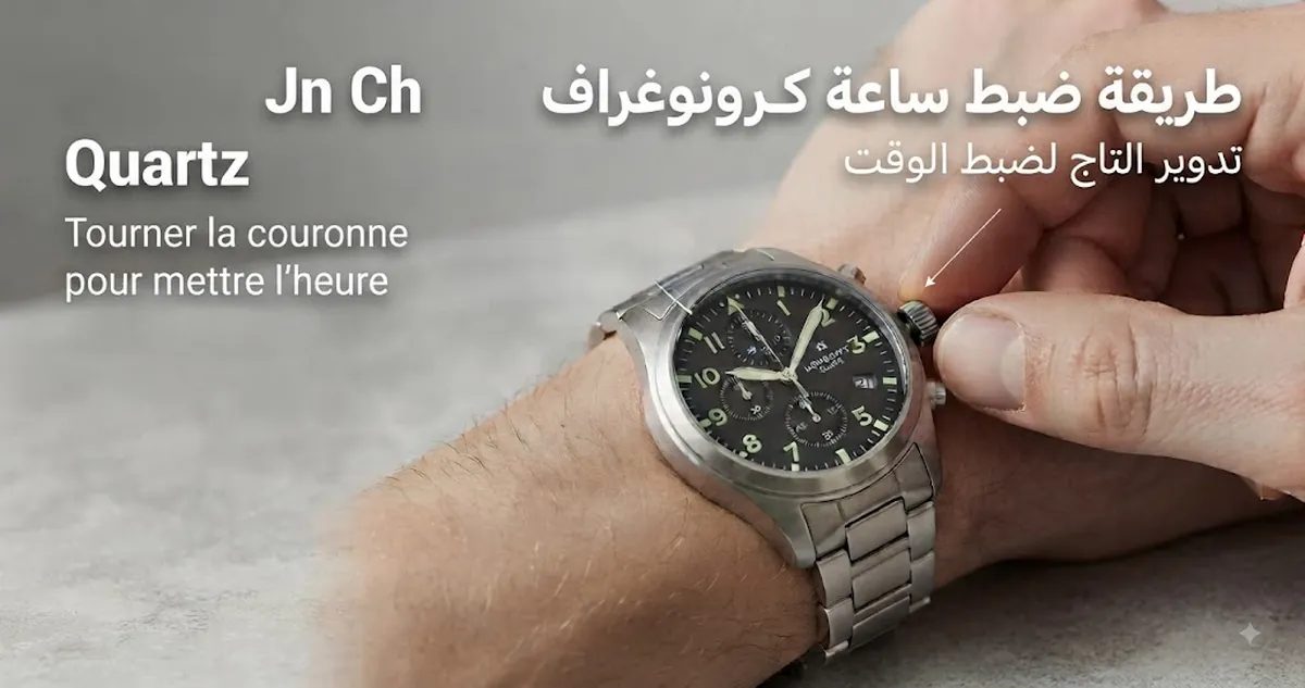 يدان تضبطان تاج ساعة كرونوغراف كوارتز للرجال لضبط الوقت