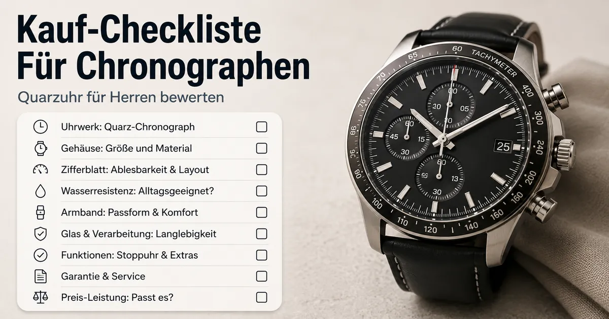 Checkliste zur Bewertung eines Quarz-Chronographen für Herren vor dem Kauf