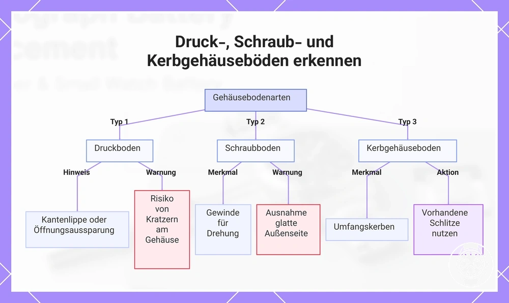 Druck-, Schraub- und Kerbgehäuseböden erkennen