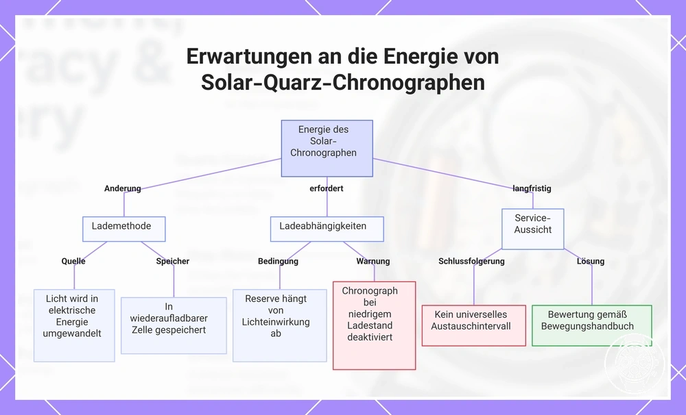Erwartungen an die Energie von Solar-Quarz-Chronographen