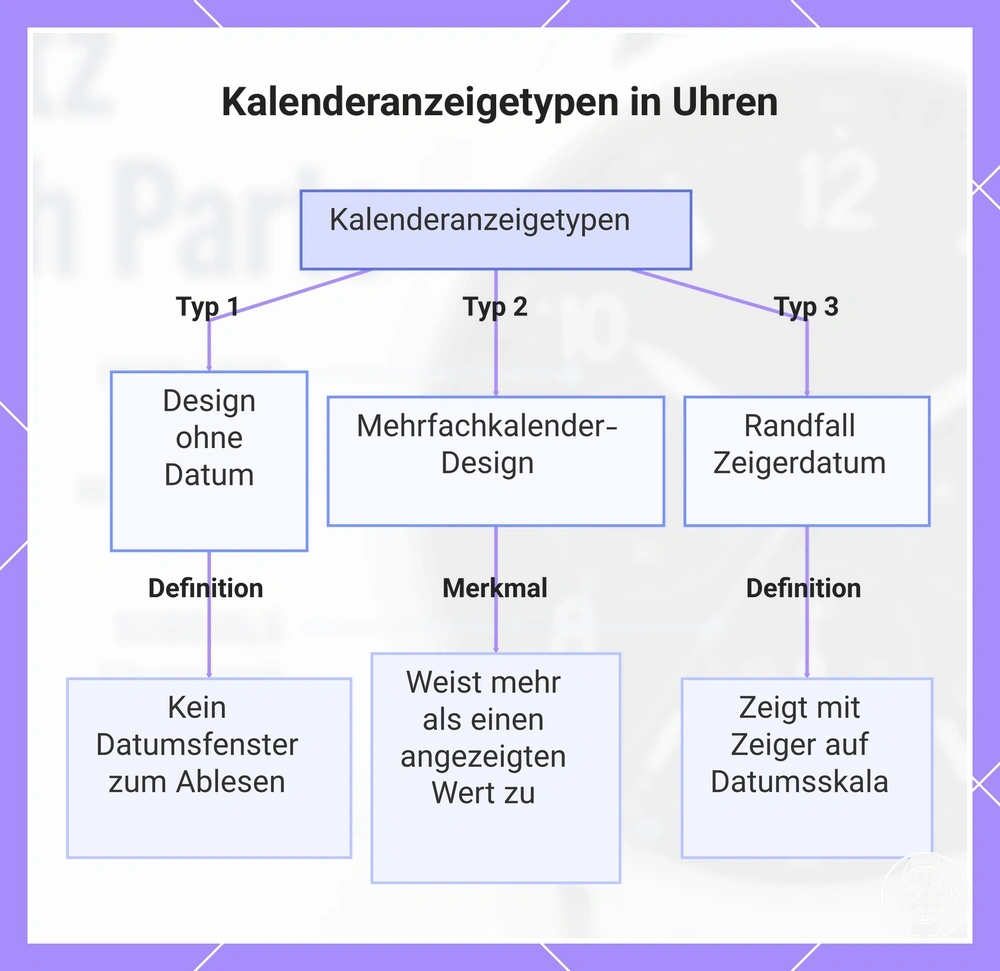Kalenderanzeigetypen in Uhren
