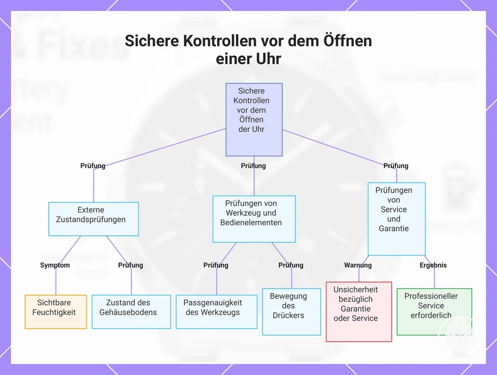 Sichere Kontrollen vor dem Öffnen einer Uhr