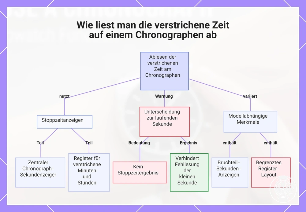 Wie liest man die verstrichene Zeit auf einem Chronographen ab
