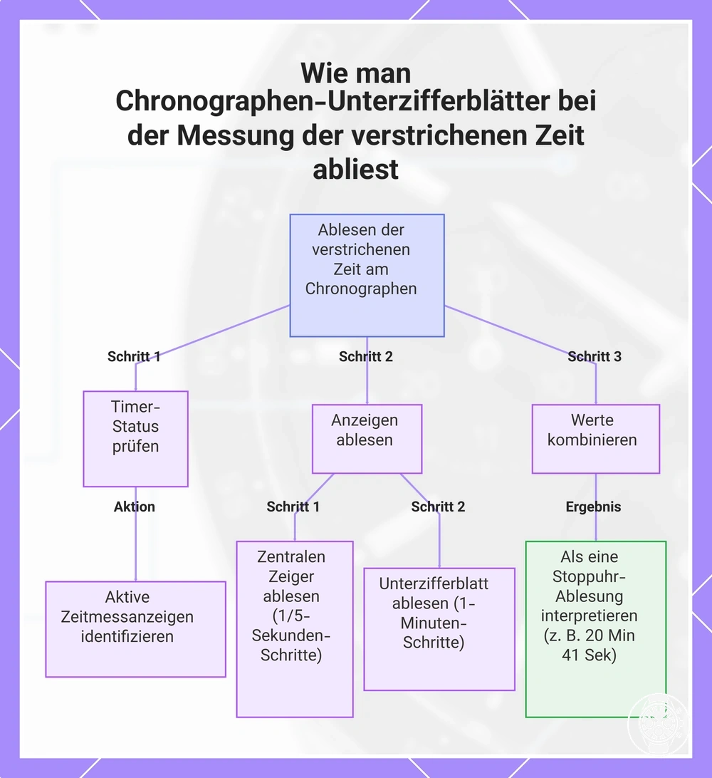Wie man Chronographen-Unterzifferblätter bei der Messung der verstrichenen Zeit abliest