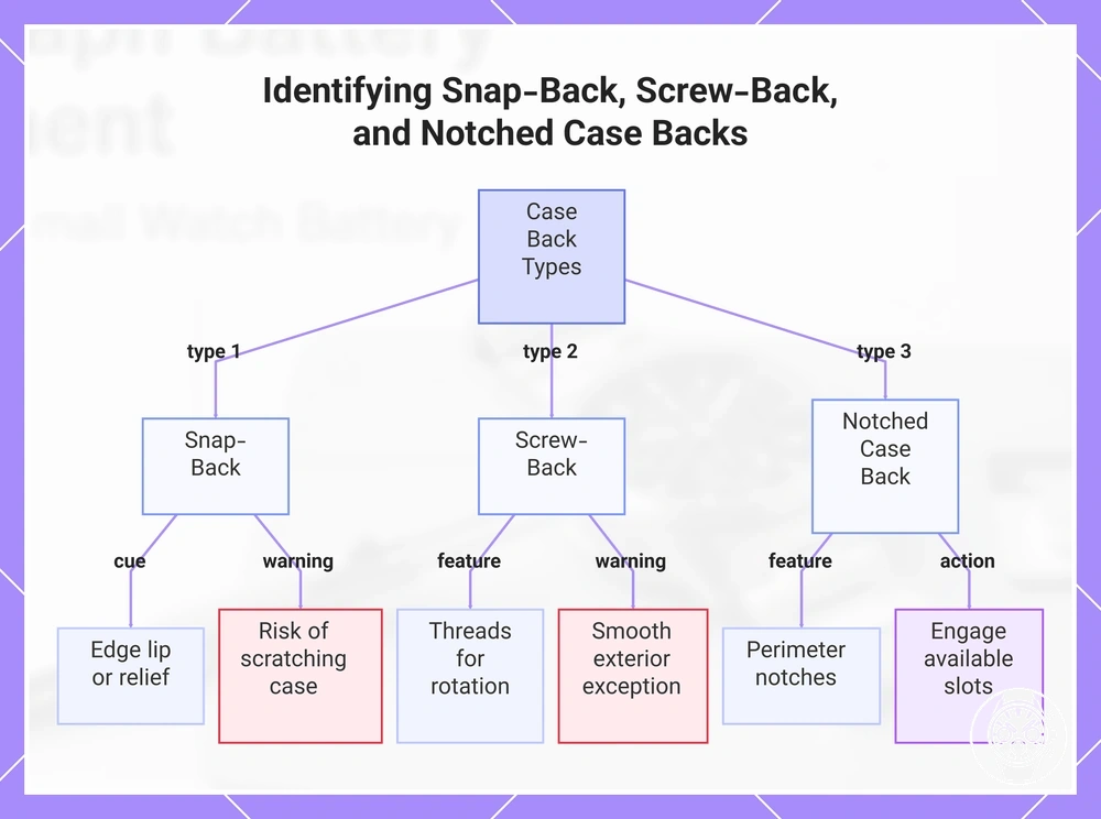 Identifying Snap-Back, Screw-Back, and Notched Case Backs