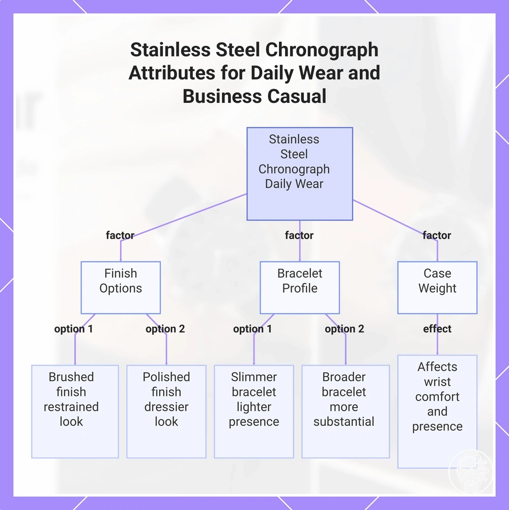 Stainless Steel Chronograph Attributes for Daily Wear and Business Casual
