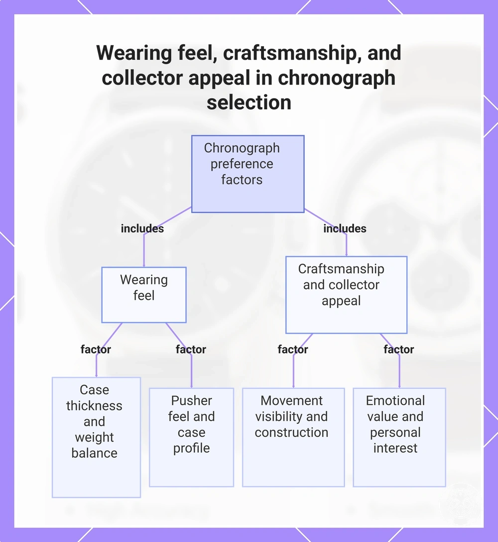 Wearing feel, craftsmanship, and collector appeal in chronograph selection