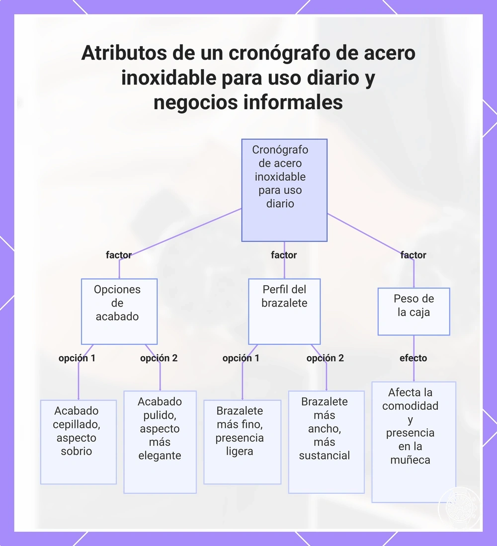 Atributos de un cronógrafo de acero inoxidable para uso diario y negocios informales