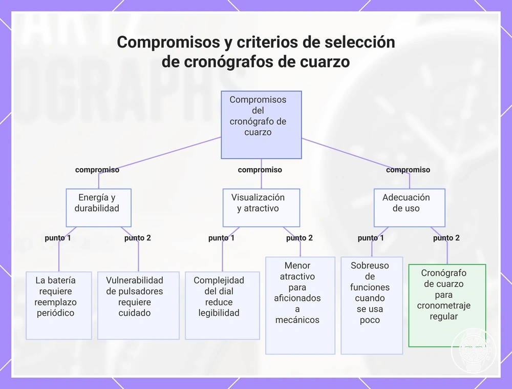 Compromisos y criterios de selección de cronógrafos de cuarzo