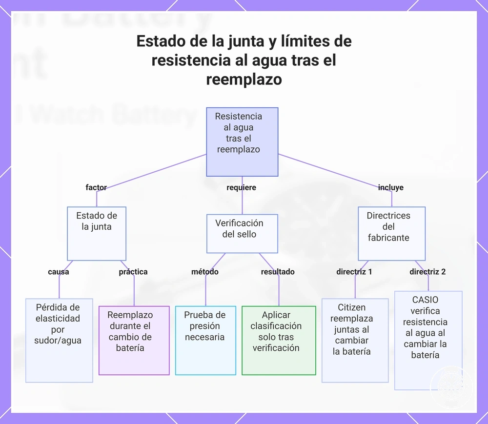 Estado de la junta y límites de resistencia al agua tras el reemplazo