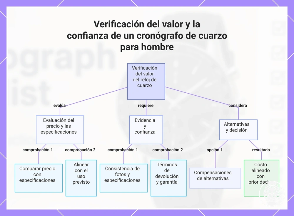Verificación del valor y la confianza de un cronógrafo de cuarzo para hombre