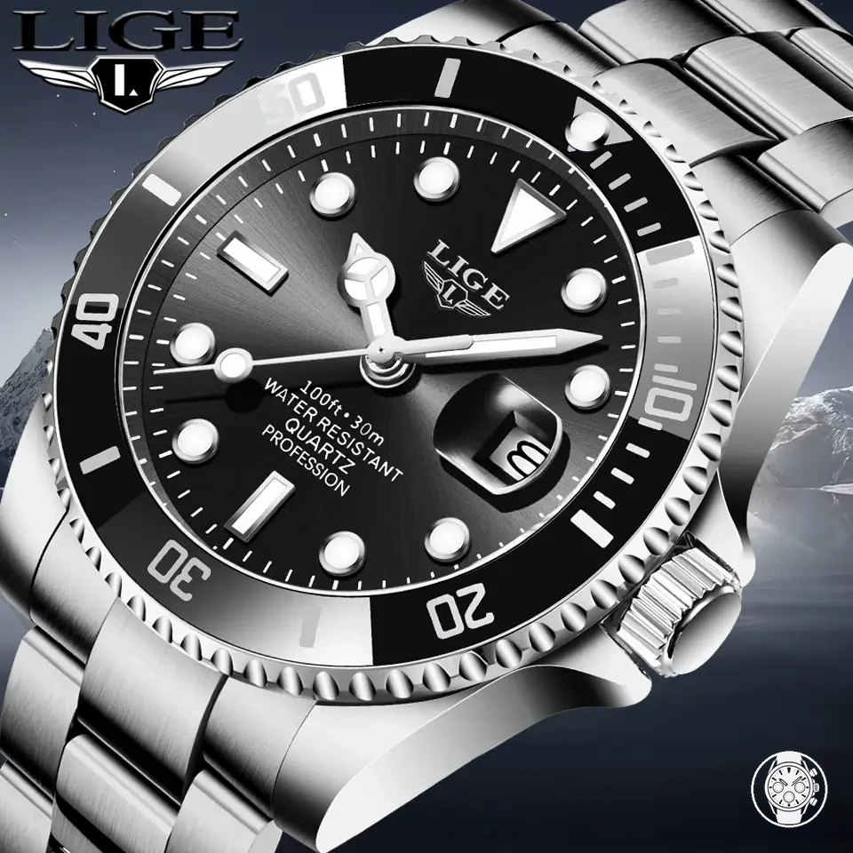 Montre chronographe business à quartz pour homme avec boîtier étanche, affichage lumineux et fonction date