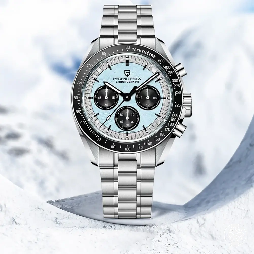 Montre chronographe sport à quartz pour homme avec date automatique et cadran à motif météorite