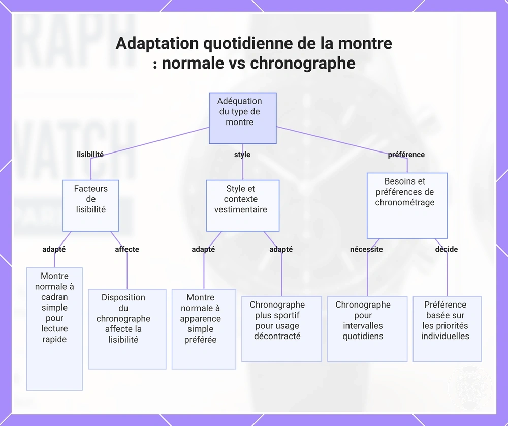 Adaptation quotidienne de la montre : normale vs chronographe