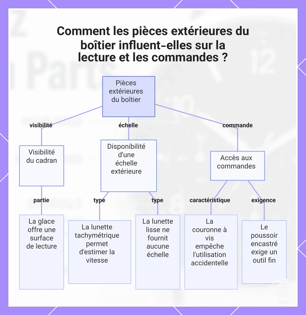 Comment les pièces extérieures du boîtier influent-elles sur la lecture et les commandes ?
