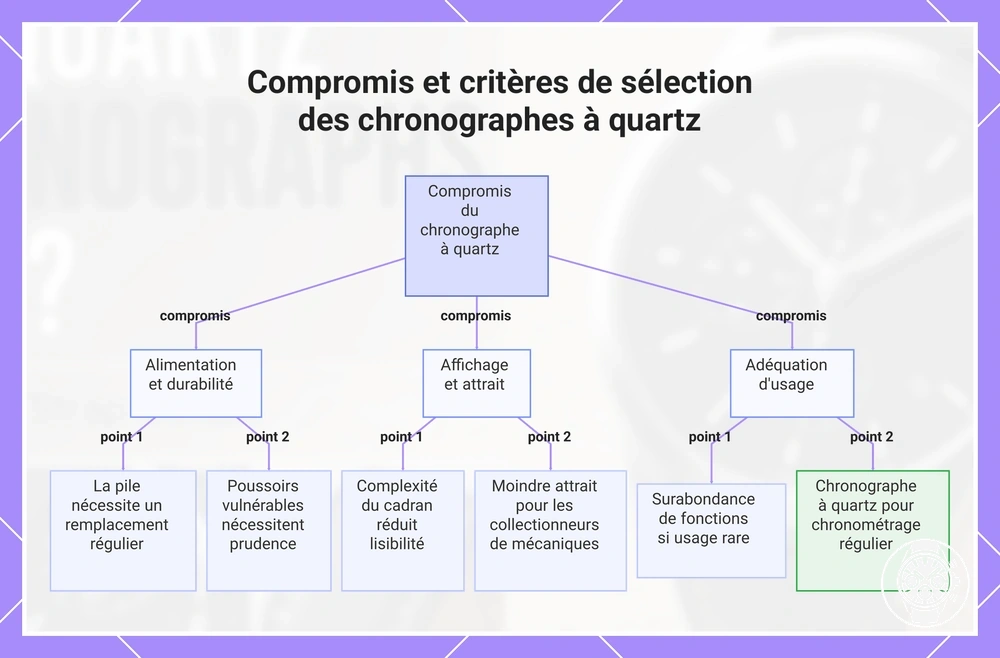 Compromis et critères de sélection des chronographes à quartz