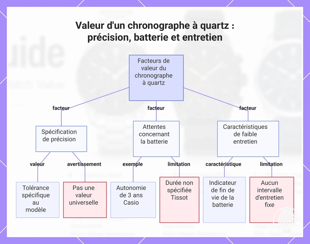 Valeur d'un chronographe à quartz : précision, batterie et entretien