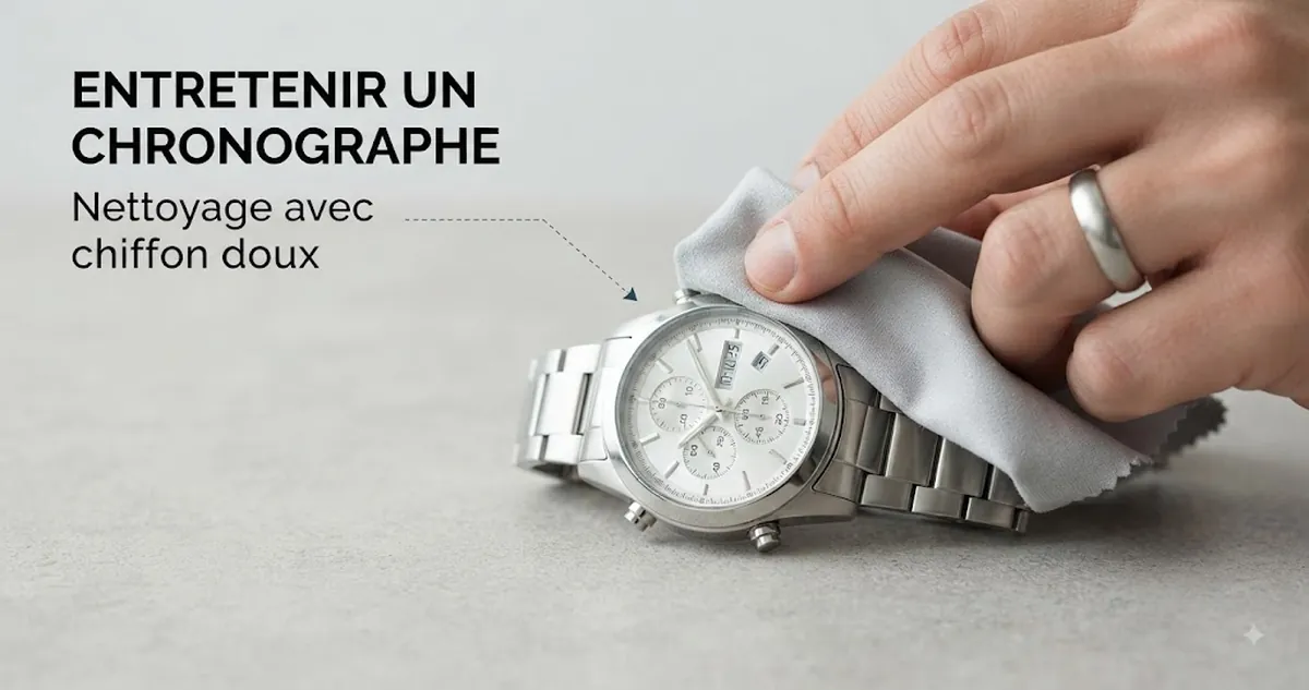 Montre chronographe à quartz pour homme nettoyée avec un chiffon doux pour l’entretien régulier