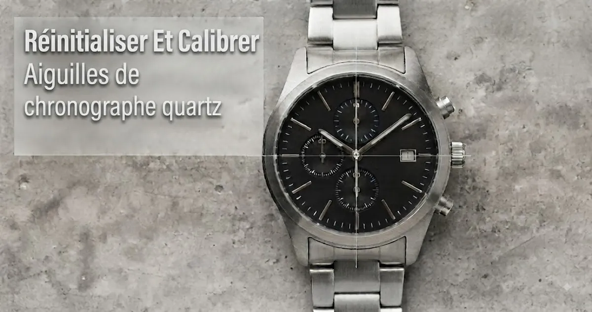 Montre chronographe à quartz pour homme avec aiguilles et compteurs alignés pour la réinitialisation et le calibrage