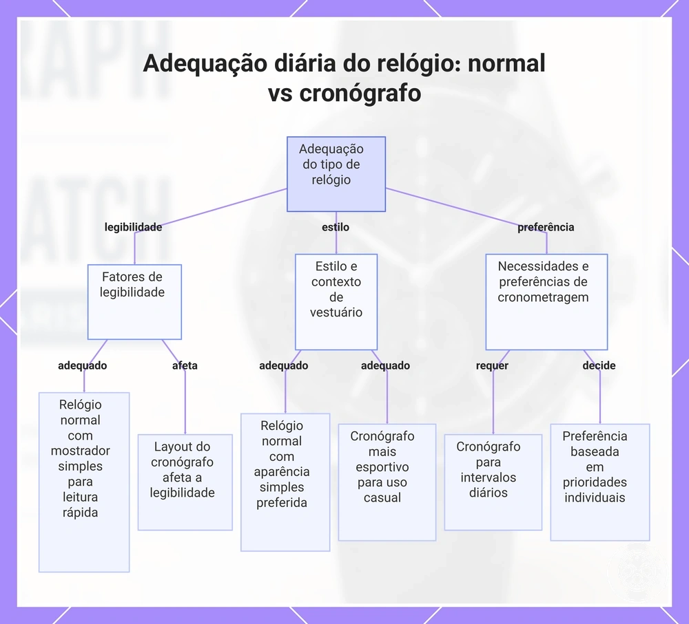 Adequação diária do relógio: normal vs cronógrafo
