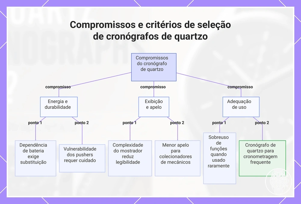 Compromissos e critérios de seleção de cronógrafos de quartzo