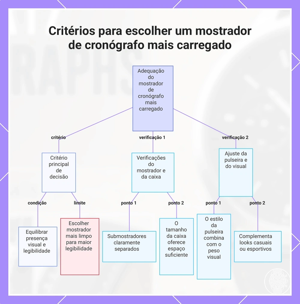 Critérios para escolher um mostrador de cronógrafo mais carregado