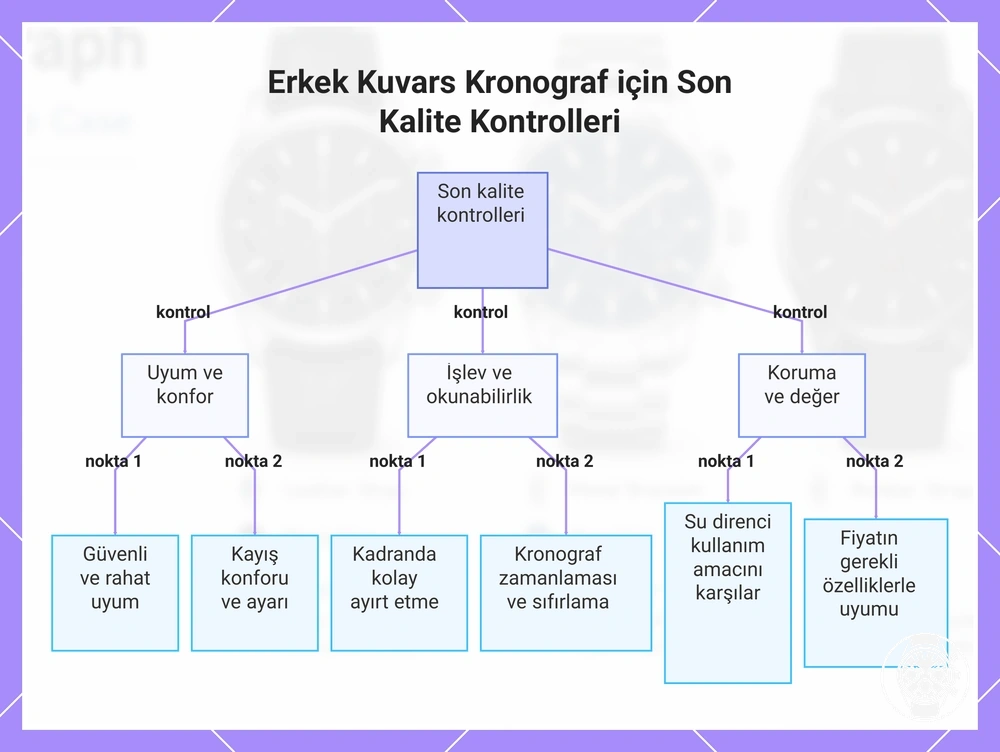 Erkek Kuvars Kronograf için Son Kalite Kontrolleri