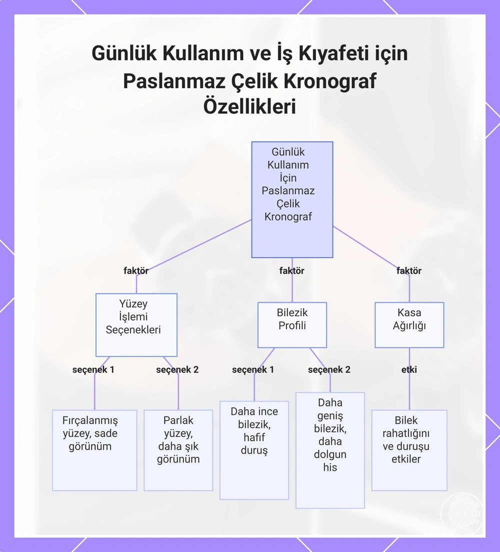 Günlük Kullanım ve İş Kıyafeti için Paslanmaz Çelik Kronograf Özellikleri