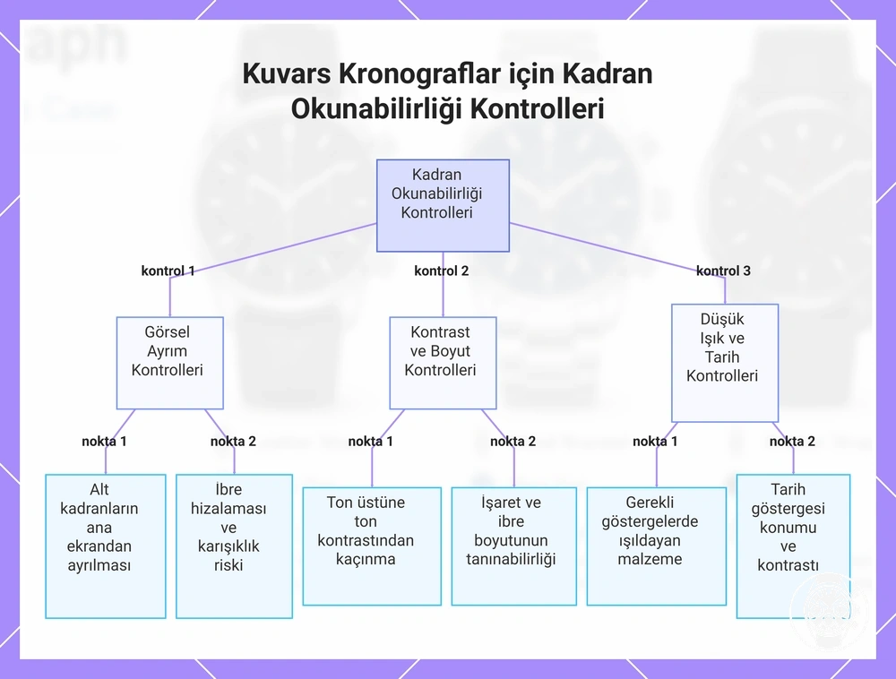 Kuvars Kronograflar için Kadran Okunabilirliği Kontrolleri