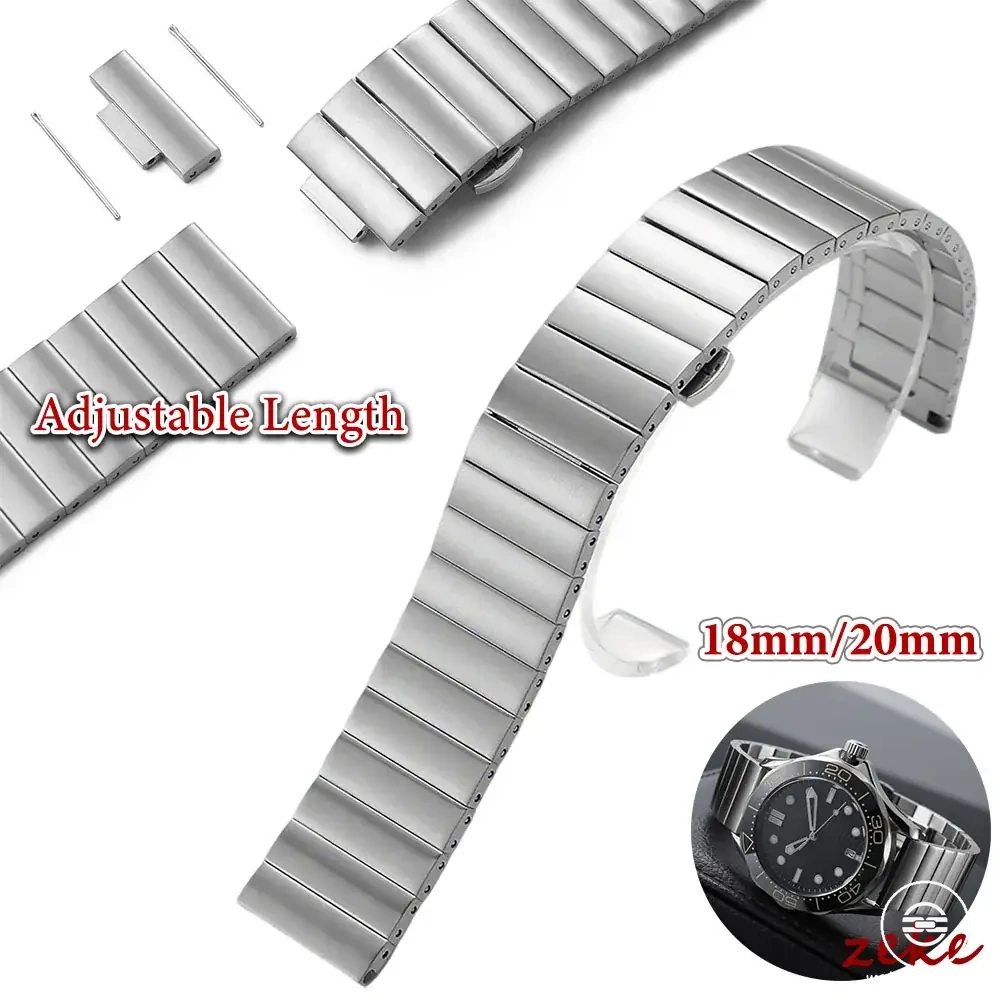 Massives Schnellwechsel-Uhrenarmband aus Edelstahl mit doppelt gedrückter Butterfly-Schließe