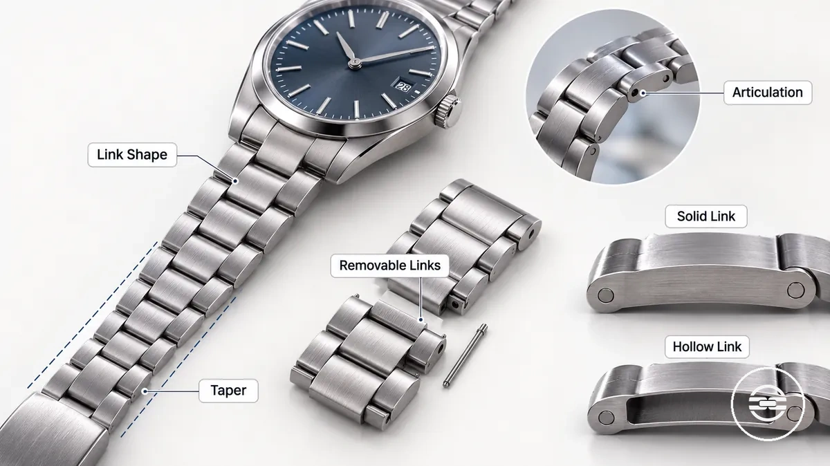 Kommentierter Vergleich der Konstruktion von Glieder-Metallarmbändern