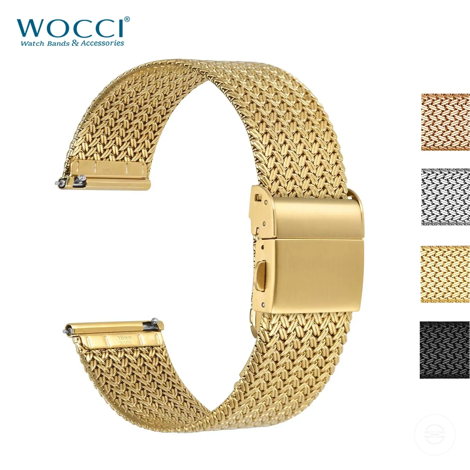 316L stainless steel woven mesh watch band with quick release strap