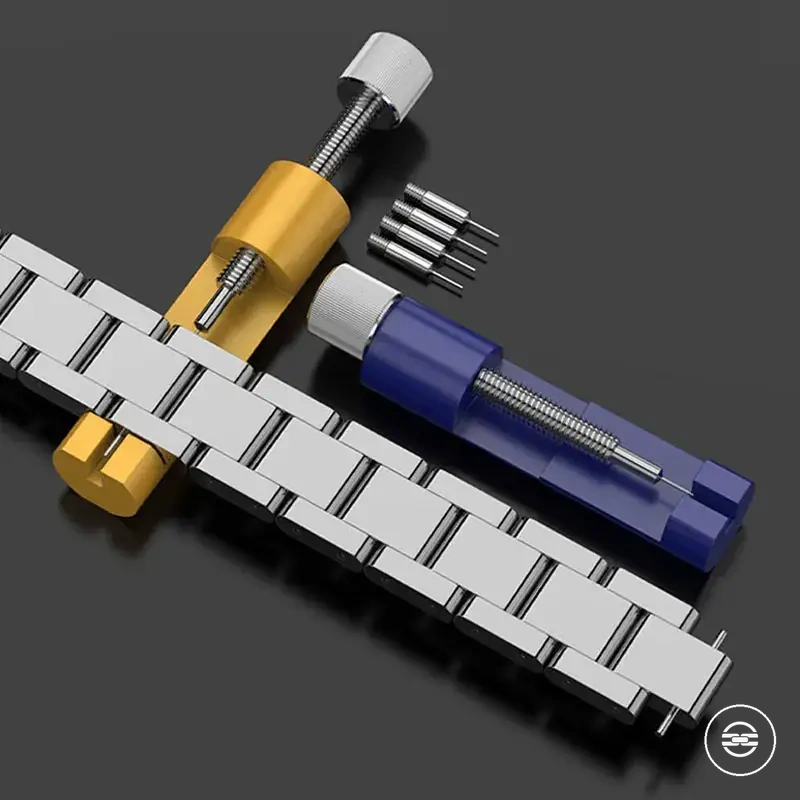 Watch link pin remover tool for adjusting metal watch bands