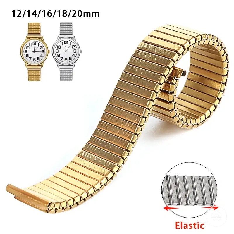 Bracelet de montre métallique élastique en acier inoxydable avec structure extensible de remplacement