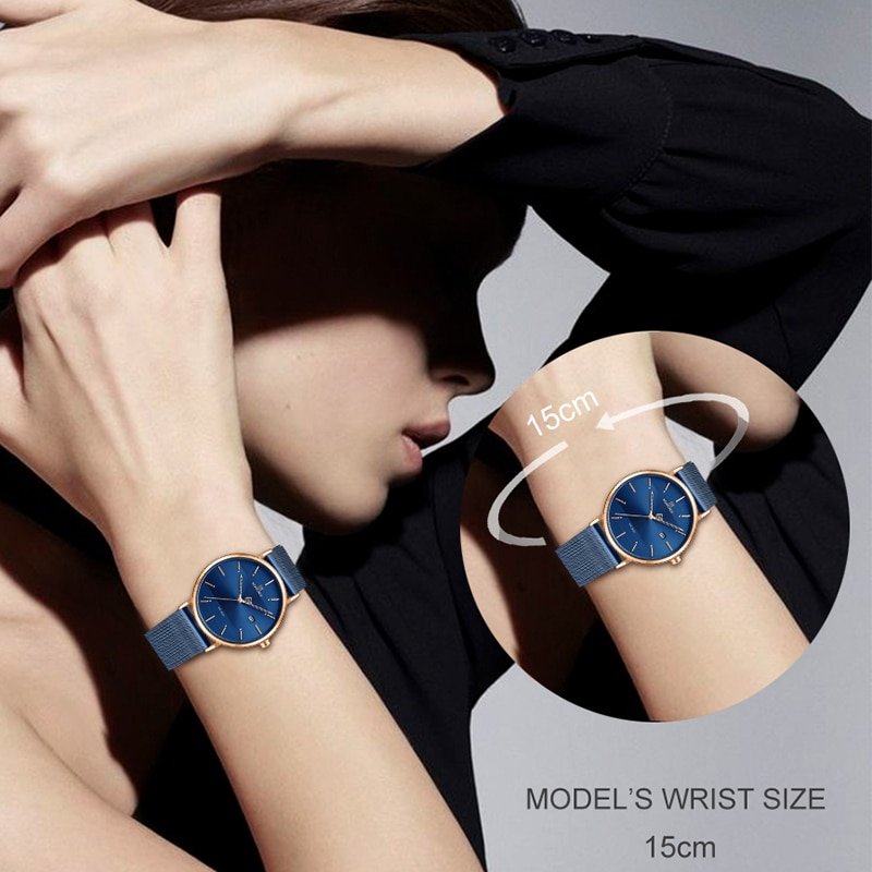 montre femme marque NAVIFORCE Bracelet bleu montre femme marque NAVIFORCE Bracelet bleu