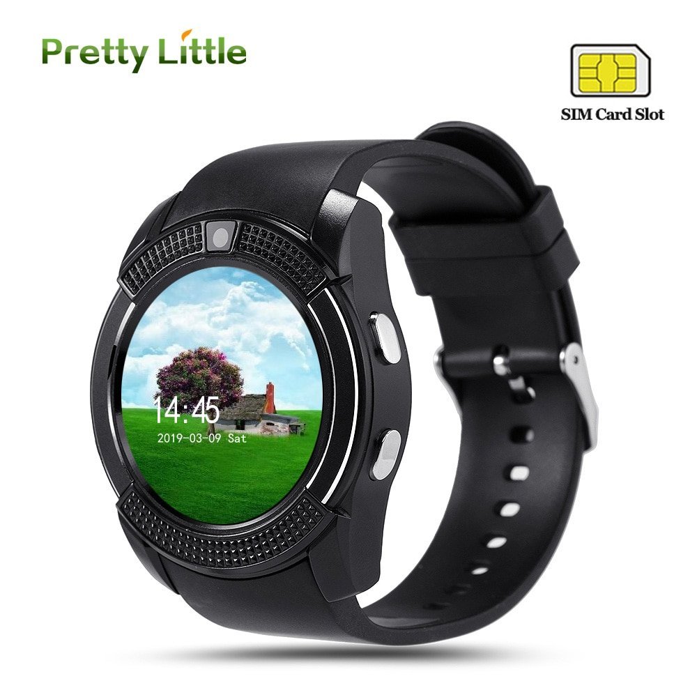 montre intelligente Sport hommes montre intelligente v8 arrondie avec appel sur cadran