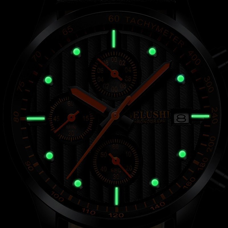 BELUSHI montre bracelet en cuir pour hommes chronographe Sport Quartz tanche lumineuse 3