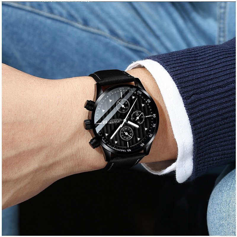 BELUSHI montre bracelet en cuir pour hommes chronographe Sport Quartz tanche lumineuse 4