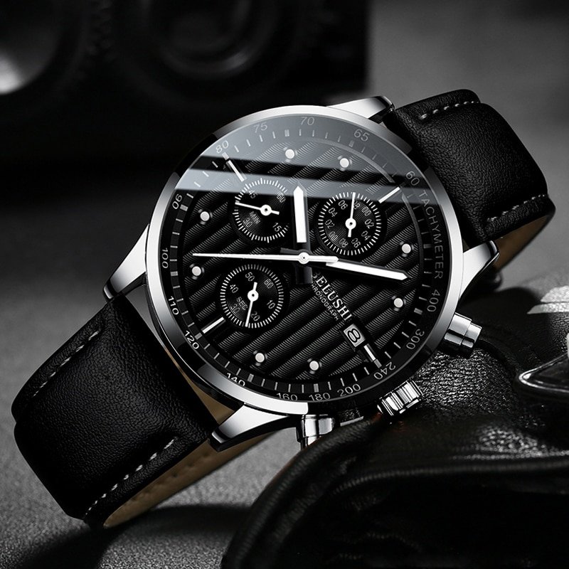 BELUSHI montre bracelet en cuir pour hommes chronographe Sport Quartz tanche lumineuse