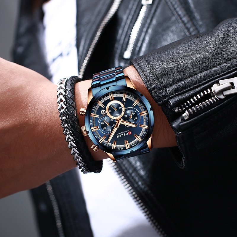CURREN montre de sport pour hommes Top marque de luxe Quartz enti rement en acier tanche 5