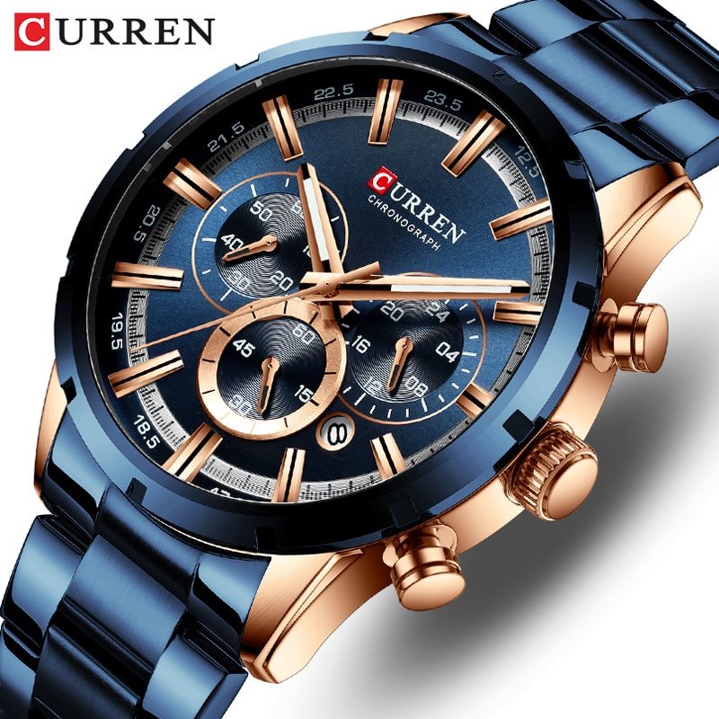 CURREN montre de sport pour hommes Top marque de luxe Quartz enti rement en acier tanche