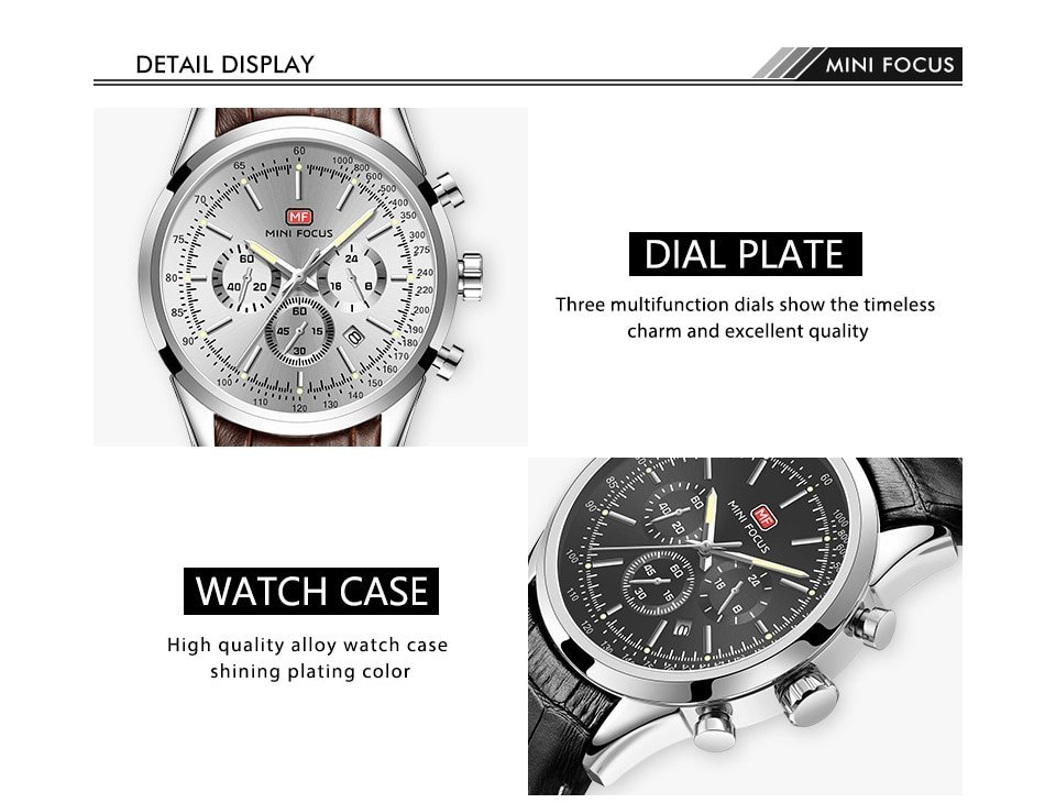 H2b266d3366944e40b9469a8546eaade6Y Montre Homme MINI FOCUS MF06 – Cuir Noir avec Affichage Chronographe