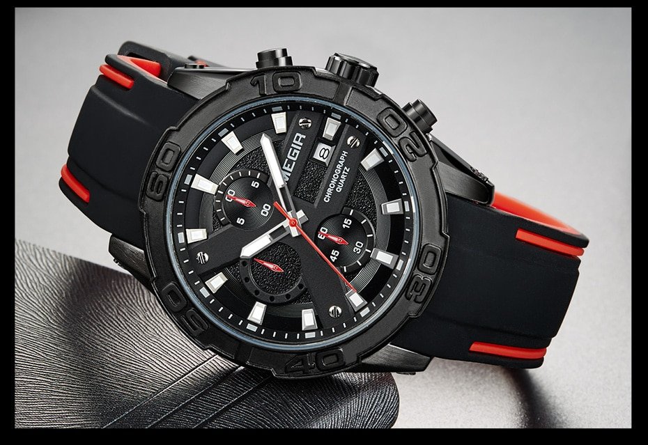 HTB1W8TwUpzqK1RjSZFCq6zbxVXa8 Montre MEGIR MG02 – Montre Chronographe Noir Homme